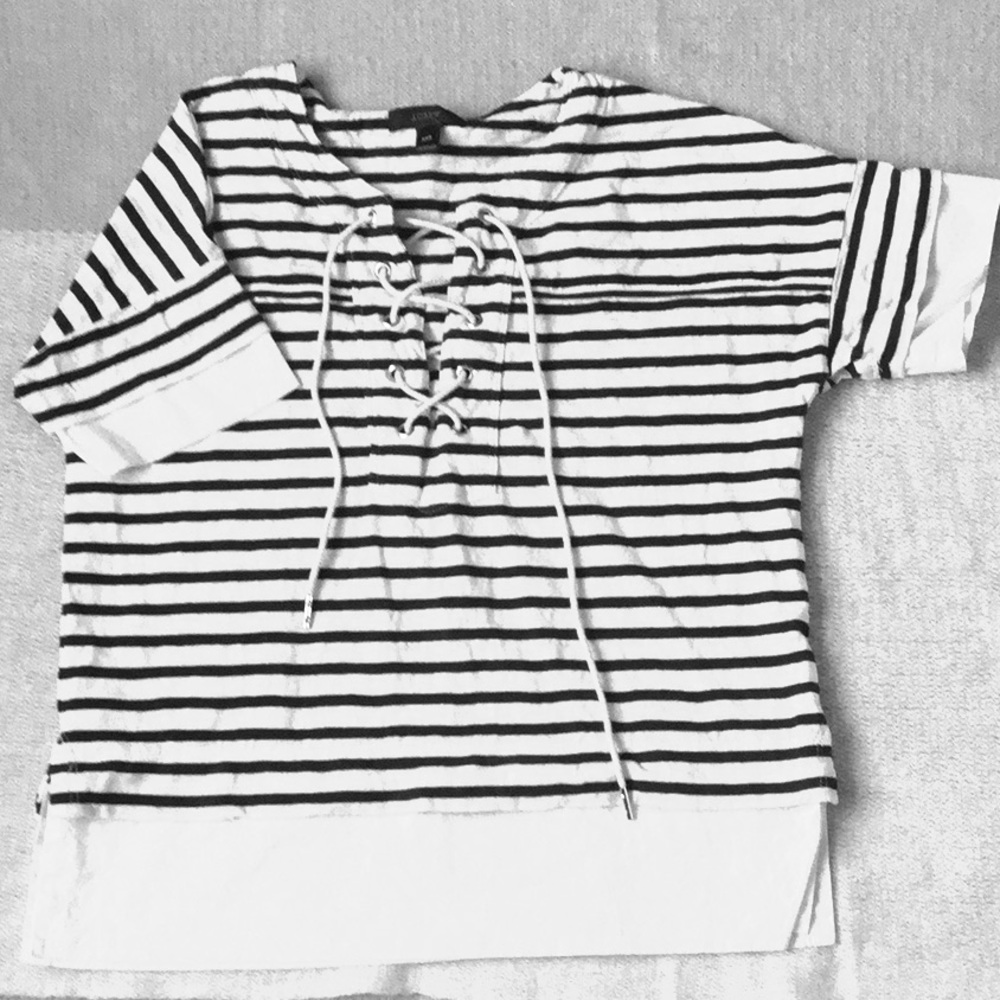 J. Crew navy blue and white top